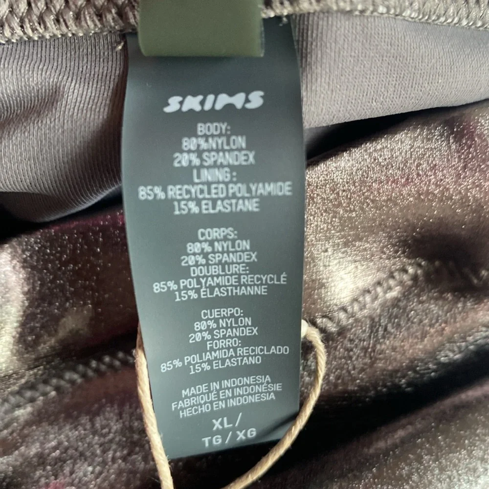 (A8)‎ Skims Metallic Swim V Waist Pant Rouched Silver Nickle, size XL, NWT